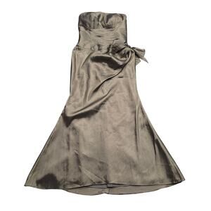 Allure Bridals Strapless Sandstone Gold Ruched Maxi Evening Bridesmaid Dress